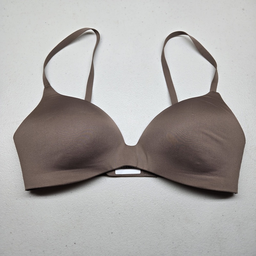 Uniqlo‎ Women Bra 30/32 B C Brown T Shirt Wireless Lightly Lined Adjustable